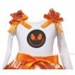 Halloween White Tank Top Orange Sequins Ruffles Orange Bow & Nightmare Before Christmas Jack Print TB1327